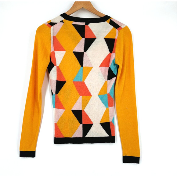 Happy Sheep Geometric Pull-Over Sweater Small Multicolor Preppy Designer Light - Picture 7 of 9